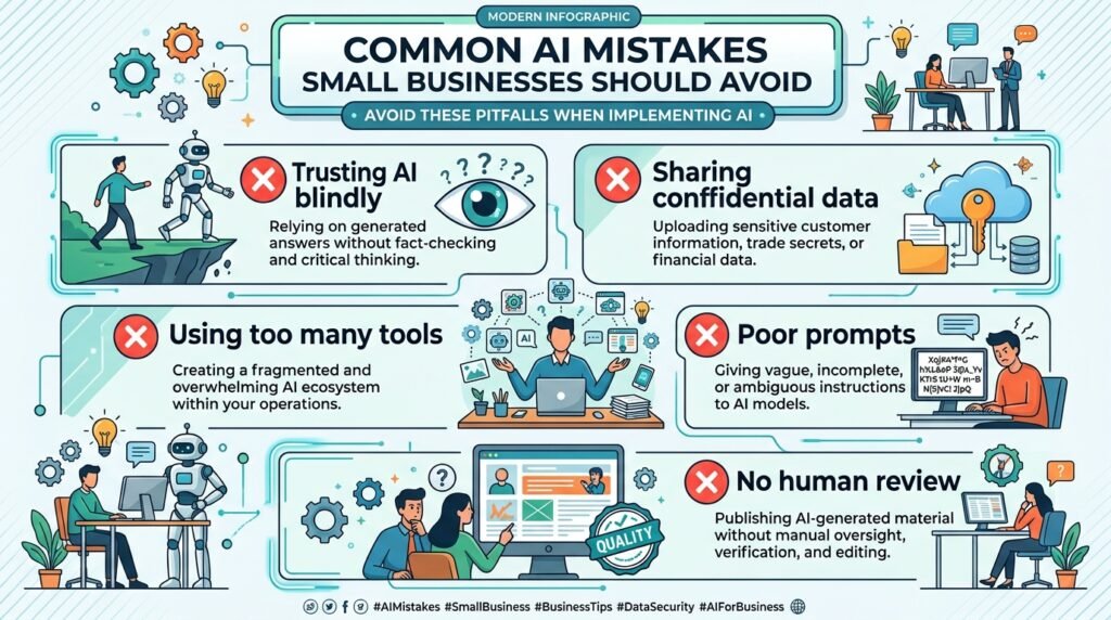 Checklist of common mistakes small businesses should avoid when using artificial intelligence
