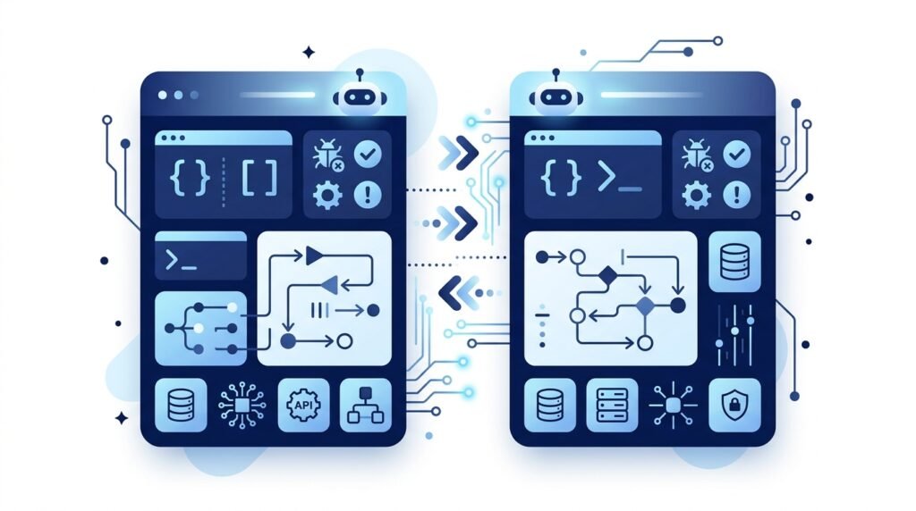Visual comparison of Claude vs ChatGPT for coding and software development.