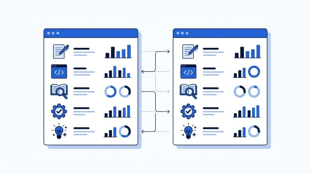 ChatGPT vs Claude comparison illustration showing two AI assistants in a clean modern interface.
