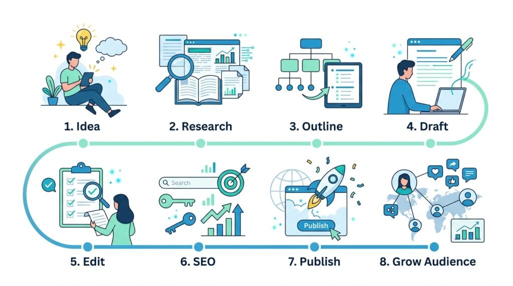 Beginner roadmap for using AI throughout the blogging process