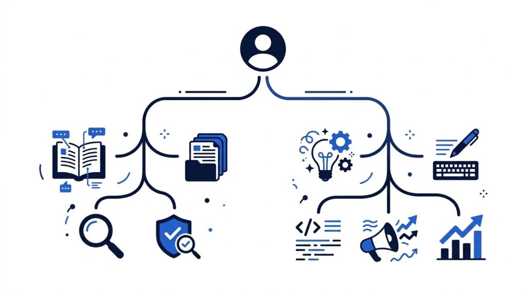 Editorial illustration comparing Perplexity AI and ChatGPT for research, content creation, and AI-powered productivity.