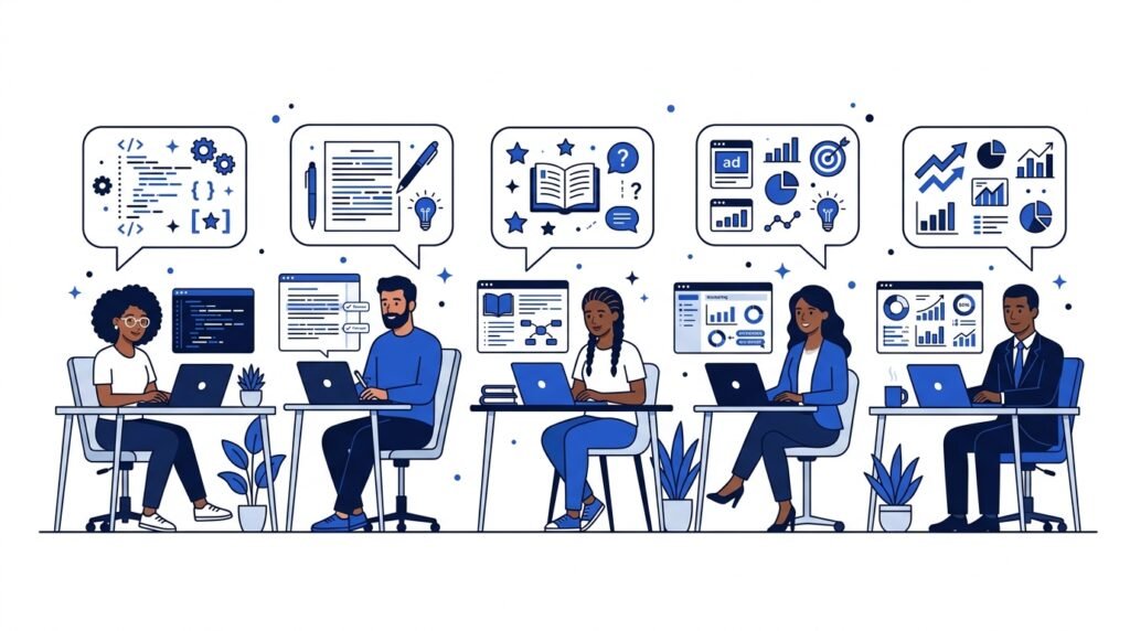 ChatGPT vs Claude comparison illustration showing two AI assistants in a clean modern interface.
