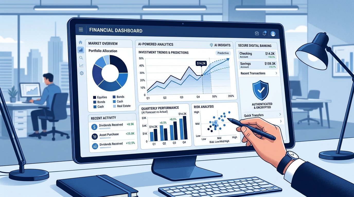 Infographic explaining real-world applications of AI in finance