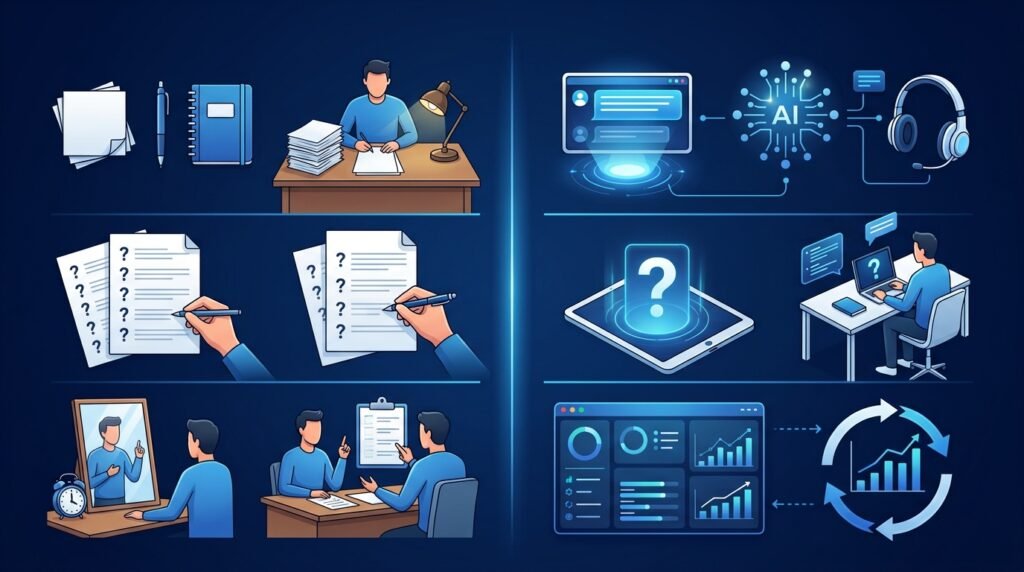 Comparison between traditional interview preparation methods and AI-assisted interview preparation