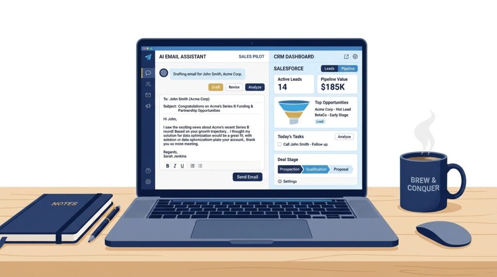 AI assistant helping create personalized sales emails.