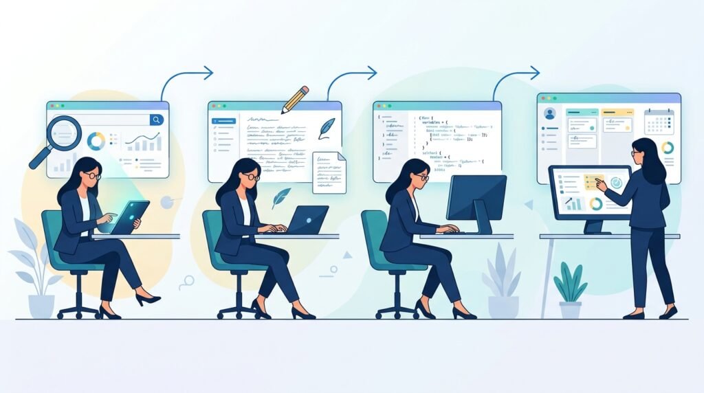 Workflow showing how different AI chatbots can be used together for everyday tasks.