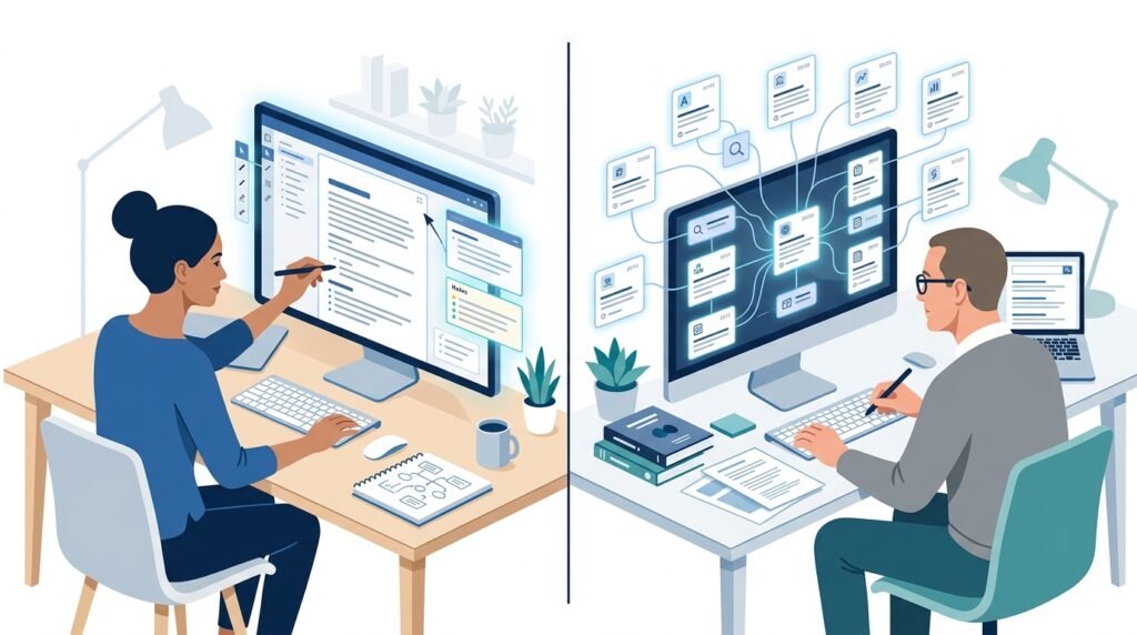 Comparison of AI chatbots for writing versus research tasks.