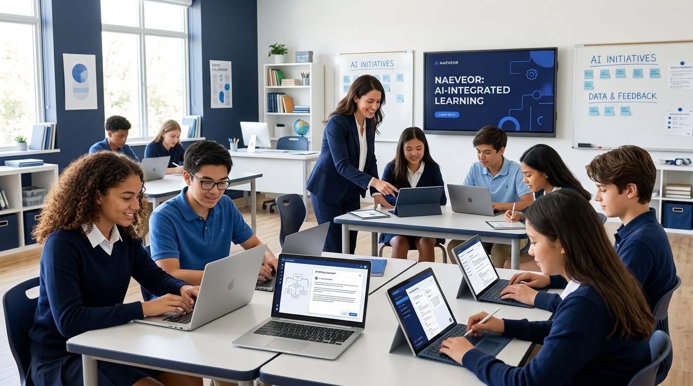 AI in education concept showing personalized learning and classroom technology