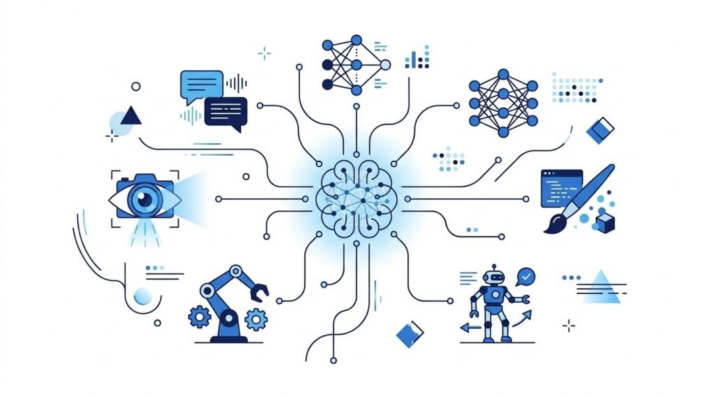 Illustration showing the relationship between Artificial Intelligence and its major subfields.