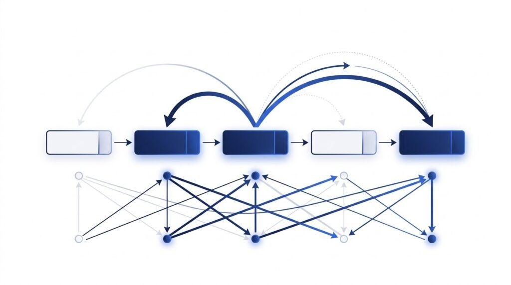 Illustration showing how the attention mechanism helps a Transformer model understand context.