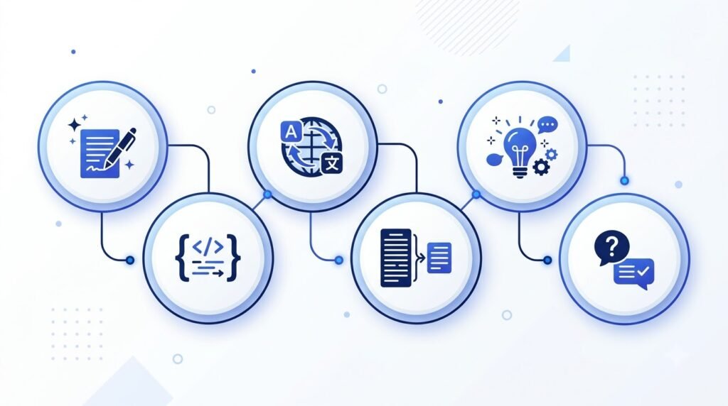 Infographic illustrating common tasks that Large Language Models can perform.