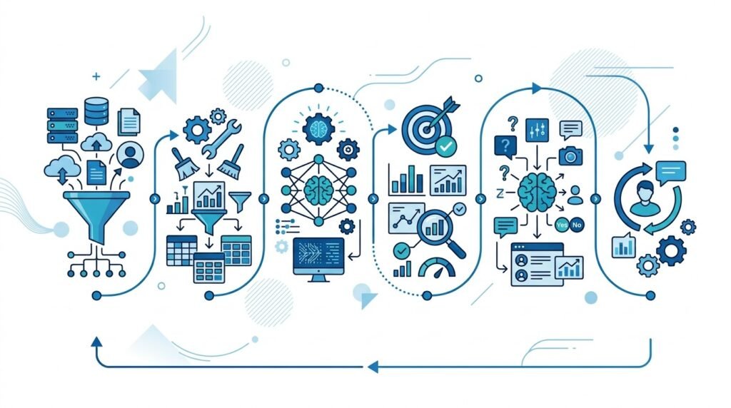 Workflow illustrating the machine learning process from data to predictions.
