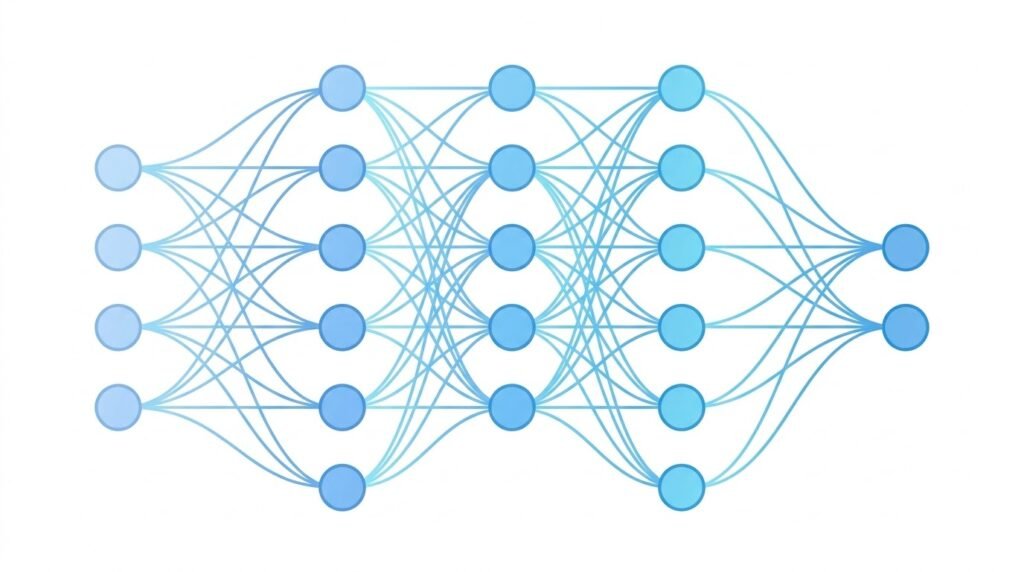 Illustration of a neural network used in deep learning.