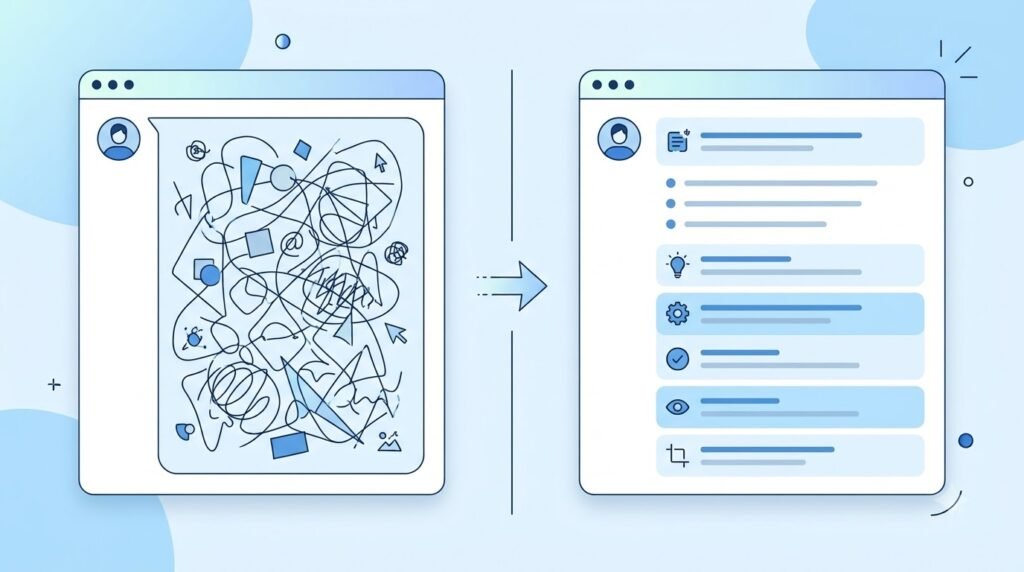Comparison showing the difference between vague and well-structured AI prompts.