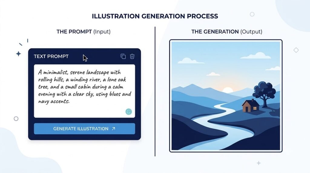 Illustration showing how text prompts can generate images with ChatGPT.