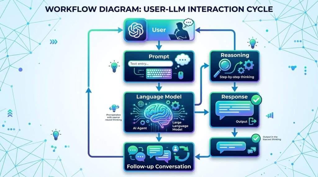 Workflow showing how ChatGPT processes a user's prompt and generates a response.